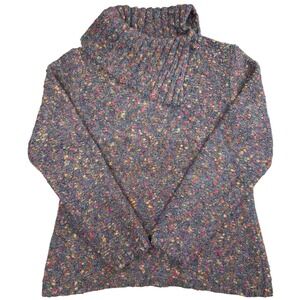 Chunky Confetti Knit Cowl Neck Sweater Women M Alpaca Mohair Blend